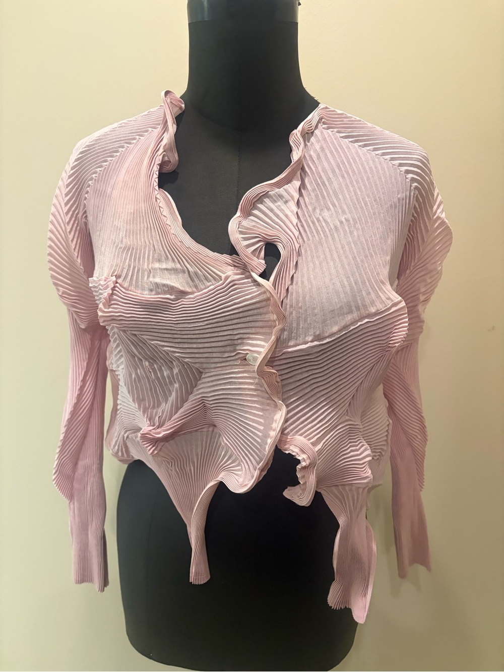 Brand new hand pleated Light Pink Ruffle blouse